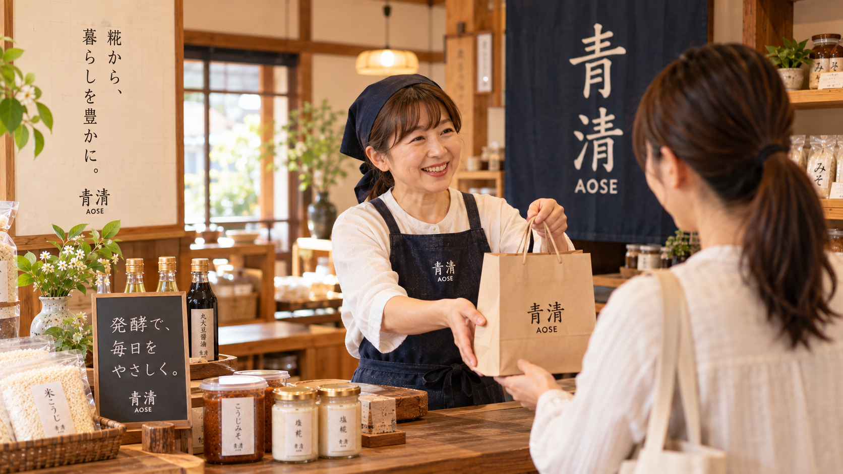 店で人を迎えるイメージ