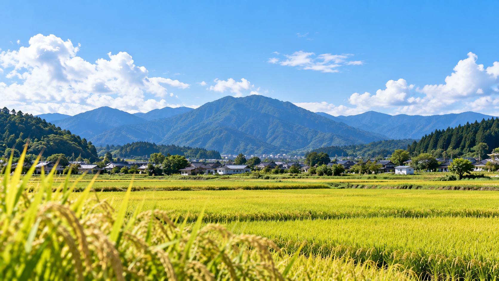 福井の田園と山