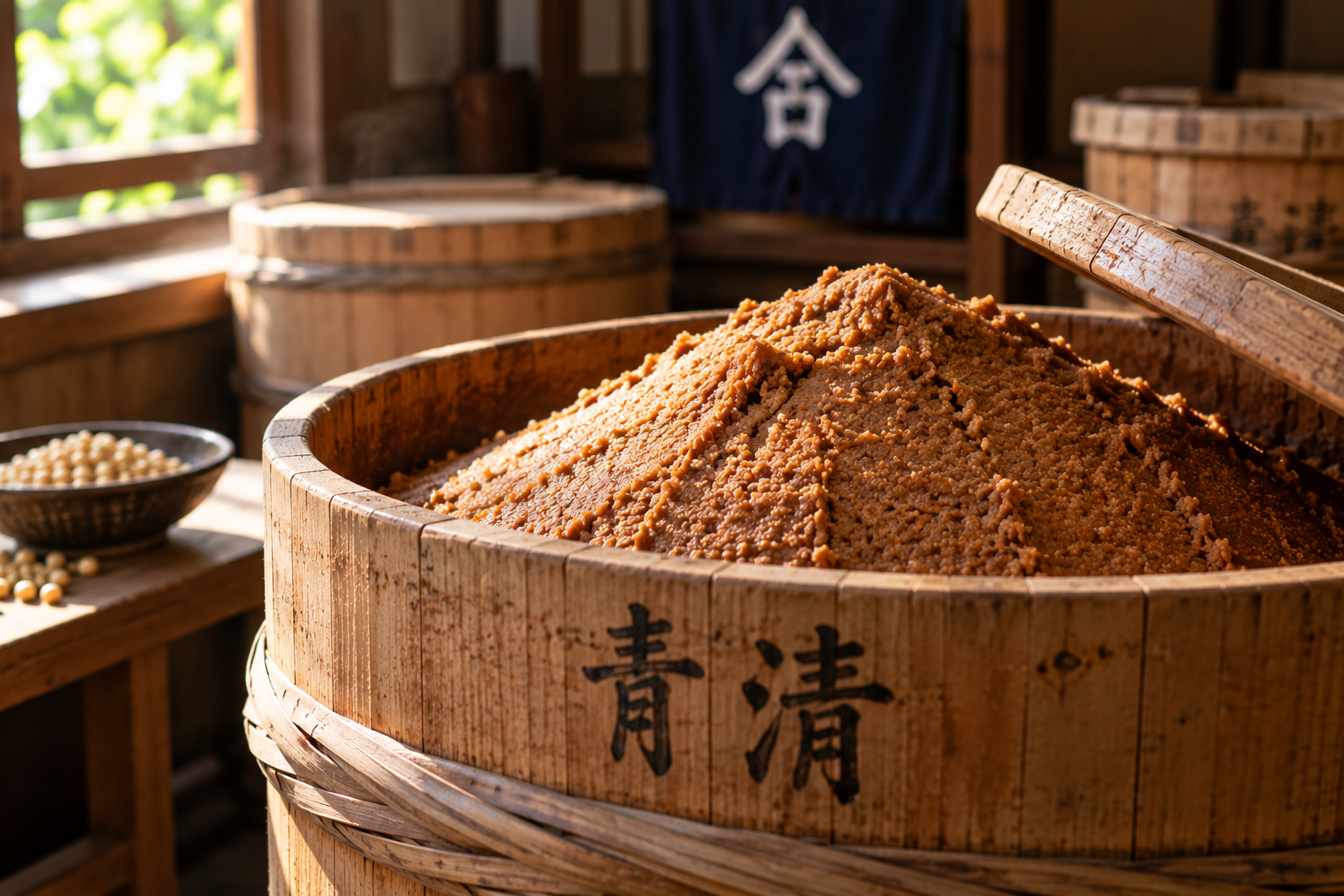 木桶で熟成された味噌