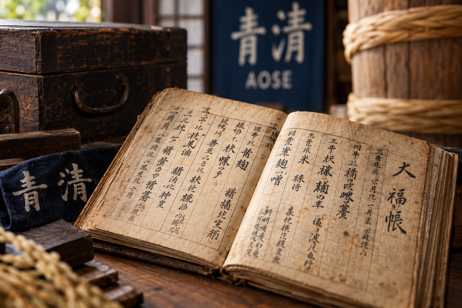 大福帳と道具のイメージ