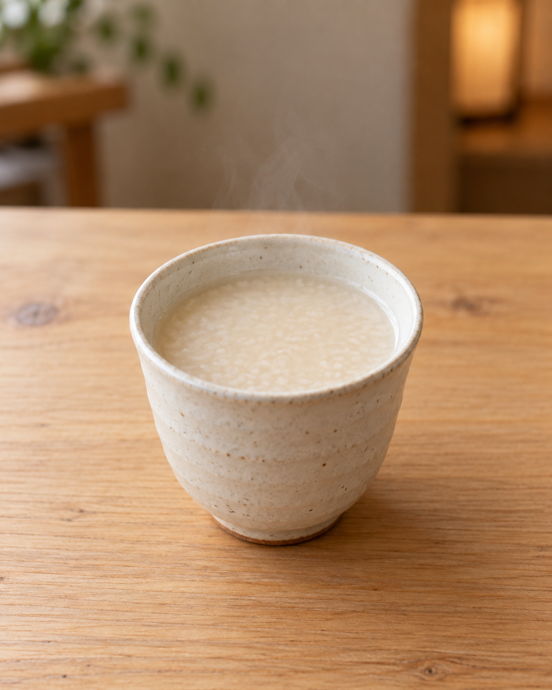 陶器のカップに入った甘酒のイメージ